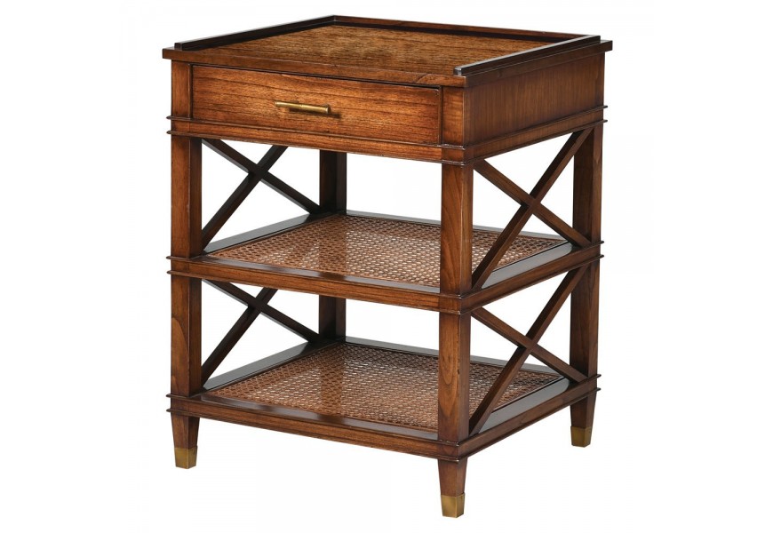 Koloniálny príručný stolík Dark Rich z masívu so zásuvkou a úložným priestorom 76cm