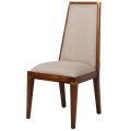 Koloniálna hranatá jedálenská stolička so svetlobéžovým čalúnením