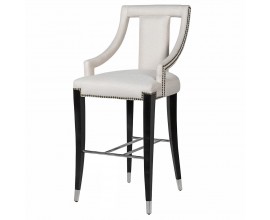 Dizajnová barová stolička Lula v krémovej bielom čalúnení s čiernymi nožičkami 117cm