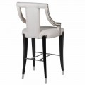 Dizajnová barová stolička Lula v krémovej bielom čalúnení s čiernymi nožičkami 117cm