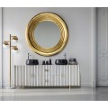 Luxusné art-deco okrúhle veľké nástenné zlaté zrkadlo 142cm
