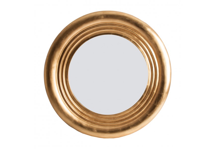 Okrúhle veľké nástenné zrkadlo v zlatom ráme