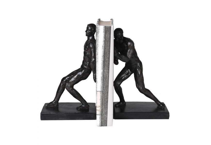 Dizajnová zarážka na knihu Push and Pull v čiernej farbe v podobe postáv mužov