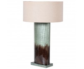 Moderná stolná lampa so zeleno-hnedým povrchom a s béžovým tienidlom 71 cm