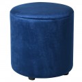 Okrúhla taburetka s kobaltovo modrým zamatovým poťahom a s čiernymi okrúhlymi nohami v modernom štýle 45 cm