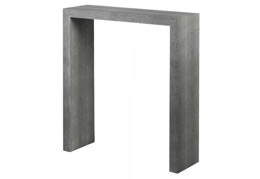 Moderný sivý konzolový stolík Shagreen s čalúnením zo šagrénovej kože s bodkovanou štruktúrou 75 cm
