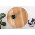 Industriálny dizajnový okrúhly príručný stolík Encino s vrchnou doskou z dubového dreva 50cm