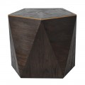 Dizajnový čierny príručný stolík Ramia v tvare päťuholníka z masívu s medenými ozdobnými prvkami 57 cm