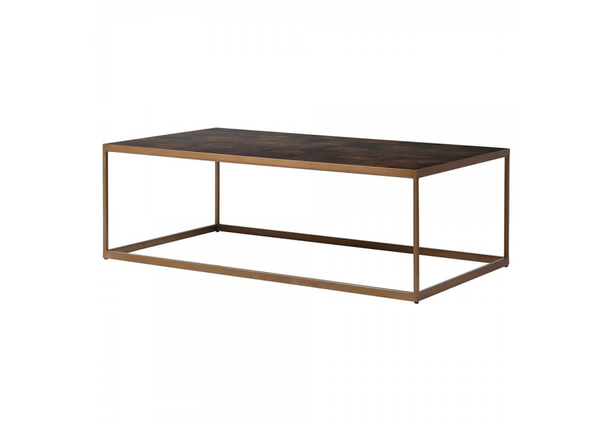 Art-deco luxusn&yacute; konferenčn&yacute; stol&iacute;k Parketia z mas&iacute;vu so zlatou kovovou kon&scaron;trukciou 135cm