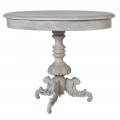 Luxusný drevený príručný stolík Rovena oválneho tvaru bielej farby s rustikálnym zdobením