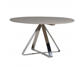 Moderný okrúhly jedálenský stôl Philip z masívneho dreva so striebornou kovovou konštrukciou 140cm
