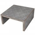 Art-deco štvorcový konferenčný stolík OTAWA s čalúnením zo sivej kože 100cm