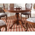 Luxusný okrúhly rustikálny klasický rozkladací jedálenský stôl CASTILLA Chippendale I 115-155cm ručne vyrezávaný