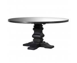 Zrkadlový okrúhly jedálenský stôl Specolare s čiernou nohou 182cm