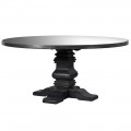 Jedálenský okrúhly stôl Specolare so zrkadlovou vrchnou doskou zasadenou v čiernej vyrezávanej nohe