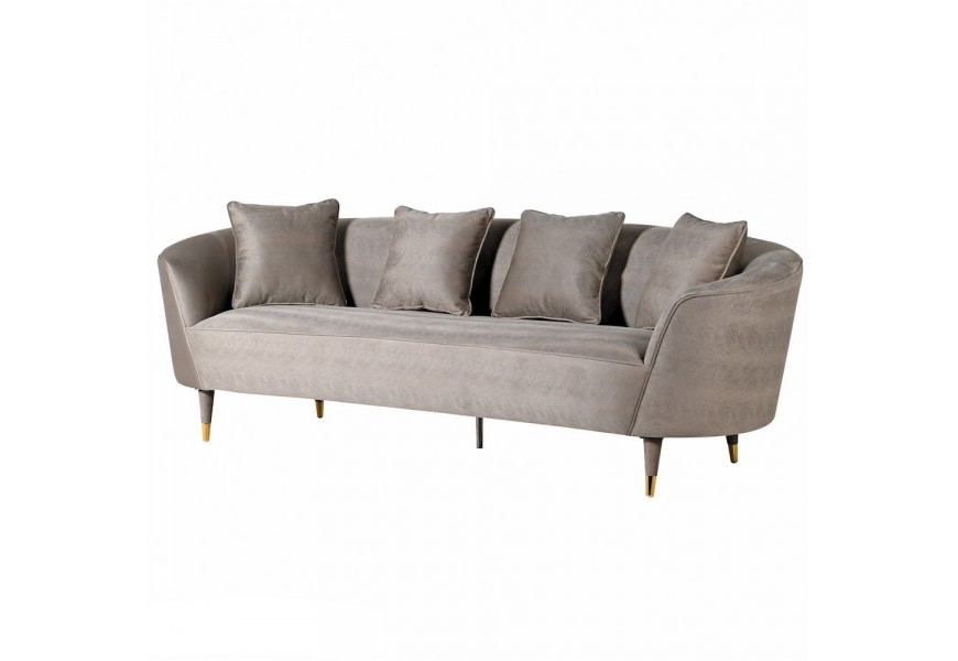 Art-deco trojsedačka Lutreola so sivým čalúnením s nožičkami so zlatým zakončením