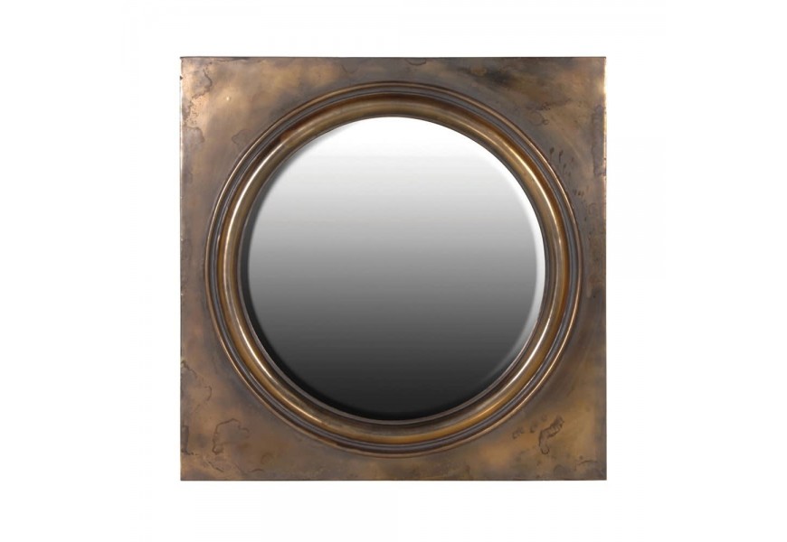 Luxusné antické nástenné zrkadlo Messina vo vintage medenej farbe v štvorcovom ráme