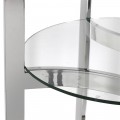 Art-deco regál s chrómovou konštrukciou a okrúhlymi doskami zo skla 184 cm
