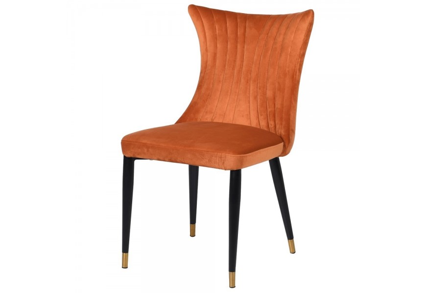Dizajnová jedálenská stolička Primadonna so zaoblenou chrbtovou opierkou v oranžovej farbe