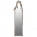 Vintage biele nástenné zrkadlo s florálnou plastikou 100 cm