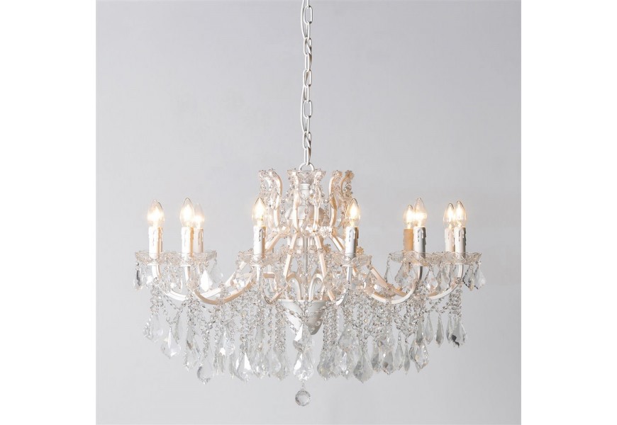 Kryštálový sklenený luster s dvanástimi ramenami 90 cm