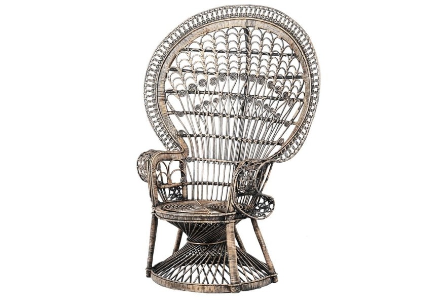 Ratanov&eacute; ornament&aacute;lne kreslo Eladora s vysok&yacute;m okr&uacute;hlym operadlom 150cm 