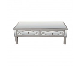 Art-deco luxusný zrkadlový konferenčný stolík Padme na nožičkách so zásuvkami 120cm