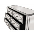 Art-deco luxusná zrkadlová komoda Padme so šiestimi zásuvkami na nožičkách 120cm