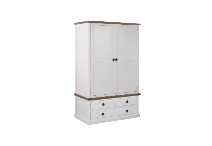 Provens&aacute;lska mas&iacute;vna &scaron;atn&iacute;kov&aacute; skriňa Escapia v off-white preveden&iacute; s hned&yacute;mi prvkami 190cm