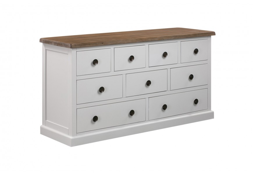 Provens&aacute;lska exkluz&iacute;vna komoda Escapia z mas&iacute;vu v off-white odtieni s hnedou povrchovou doskou 149cm