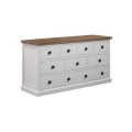 Provens&aacute;lska exkluz&iacute;vna komoda Escapia z mas&iacute;vu v off-white odtieni s hnedou povrchovou doskou 149cm