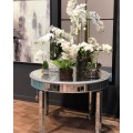 Art-deco luxusný okrúhly zrkadlový jedálenský stôl Padme s priestrannou povrchovou doskou 120cm