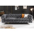 Chesterfield luxusná sedačka Modern Barock v tmavosivej farbe so zamatovým poťahom 240cm