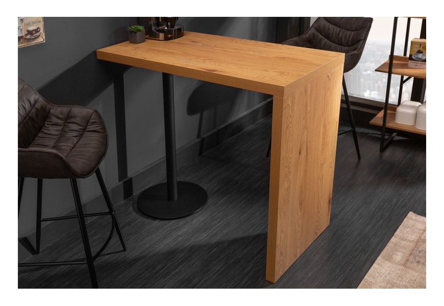 Dizajnov&yacute; barov&yacute; stol&iacute;k Nagos hnedej farby s čiernou kovovou nohou120cm