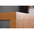 Dizajnový barový stolík Nagos hnedej farby s čiernou kovovou nohou120cm