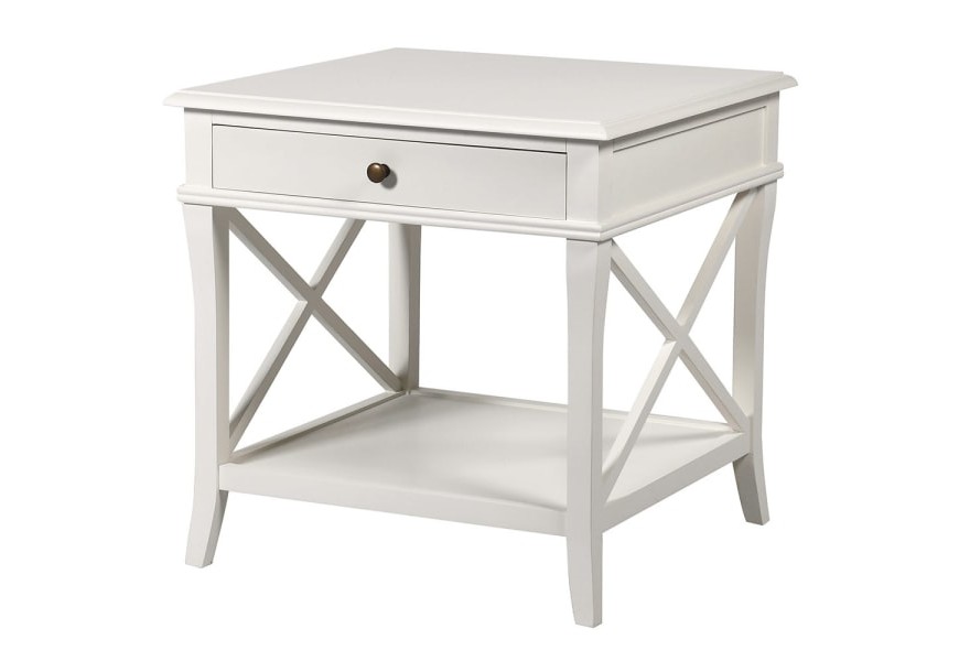 Provensálsky nočný stolík Amarante so zásuvkou v bielej farbe 60cm