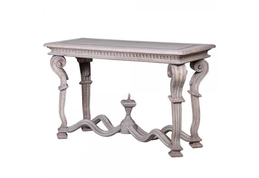 Luxusná masívna konzola Imperia v barokovom štýle s ornamentálnym rustikálnym vyrezávaným zdobením