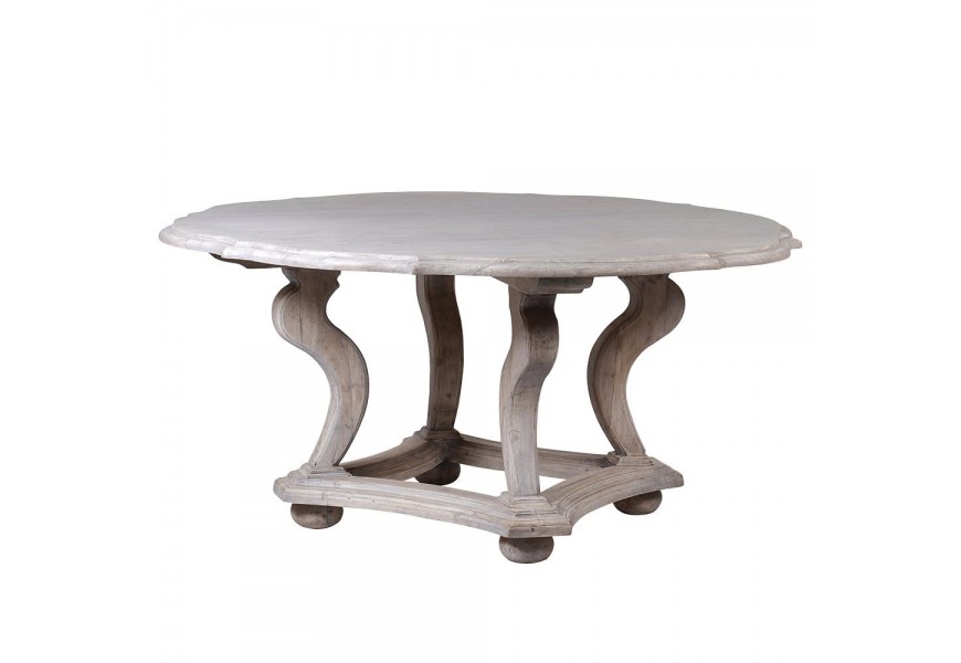 Exkluzívny rustikálny jedálenský stôl Imperia kruhového tvaru v svetlohnedej farbe z agátového masívu