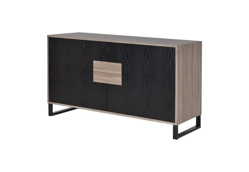 Moderný drevený príborník v čierno-hnedom prevedení s úložným priestorom