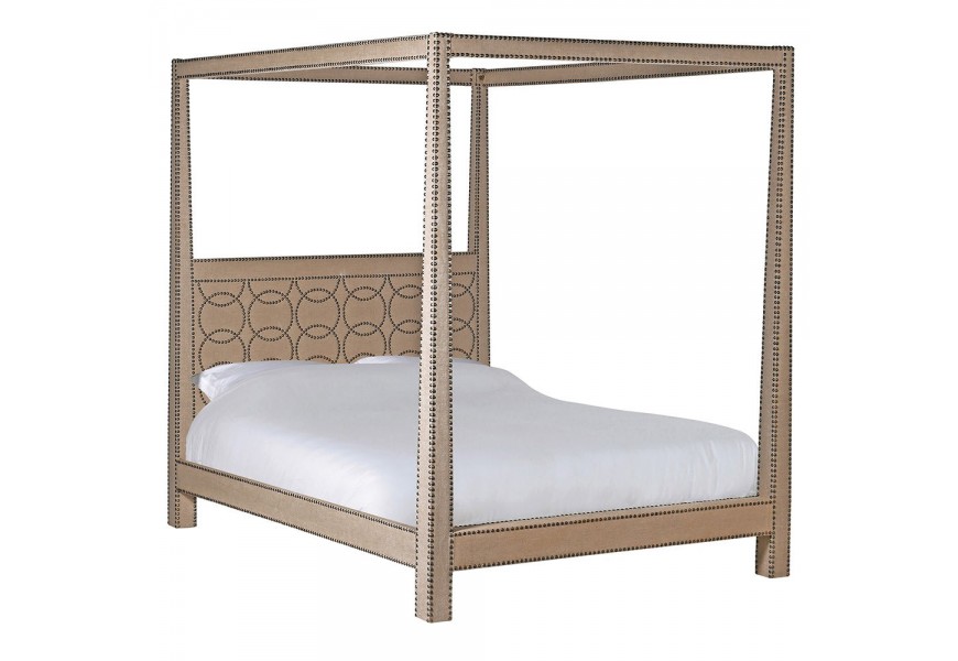 Exkluzívna manželská posteľ Circula Crema v béžovej farbe s geometrickým zdobením