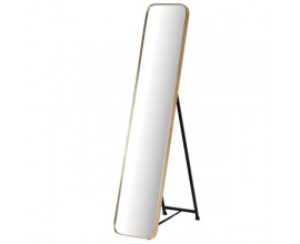 Art-deco dizajnové stojace zrkadlo Viviane so zlatým kovovým rámom so zaoblenými rohmi 145cm 