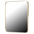 Moderné závesné zrkadlo Viviane zlatej farby s obdĺžnikovým kovovým rámom so zaoblenými rohami