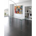 Moderný sklenený obdĺžnikový jedálneský stôl Cristallere na sklenených nožičkách