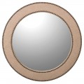 Luxusné nástenné zrkadlo Circula Crema okrúhleho tvaru s béžovým rámom a kovaným zdobením