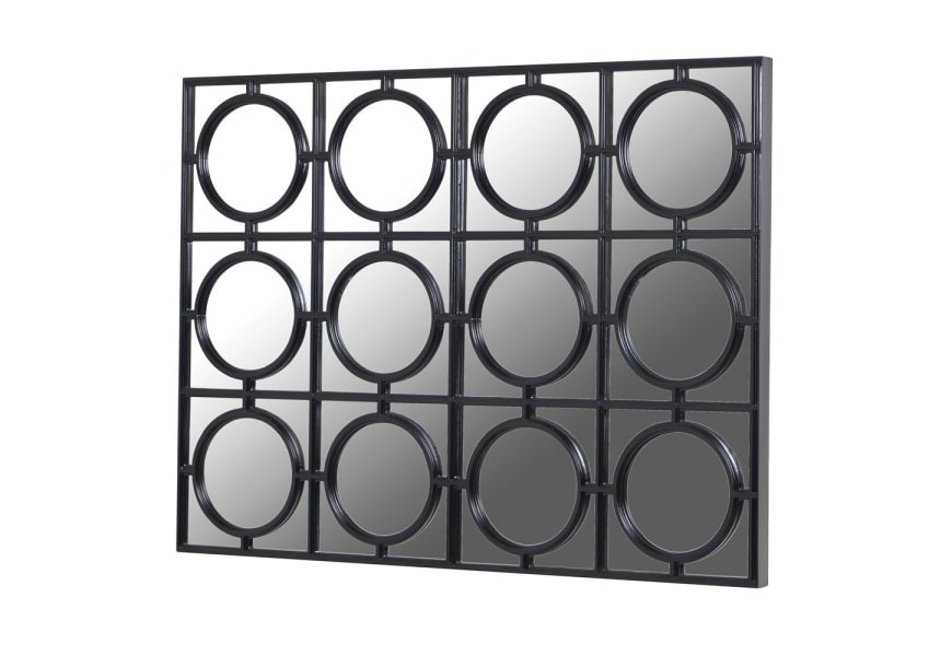 Moderné nástenné zrkadlo Zeon s geometrickým dizajnom čiernej farby 102cm 