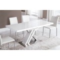Obdĺžnikový jedálenský stôl Brillante s rozkladacou vrchnou doskou v lesklej bielej farbe