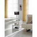 Dizajnový lesklý moderný príručný stolík Danea bielej farby v tvare písmena Z