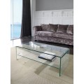 Dizajnový moderný konferenčný stolík Alize zo skla s odkladacím priestorom