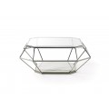 Dizajnový geometrický konferenčný stolík Adorno zo skla a kovu