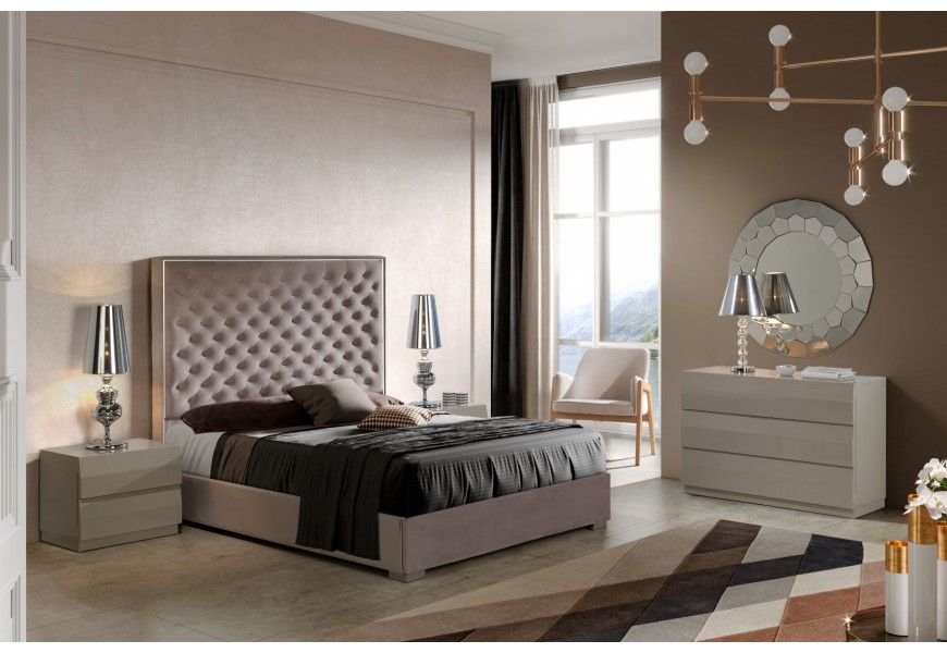 Exkluzívna čalúnená manželská posteľ Melody s chesterfield prešívaním v modernom štýle